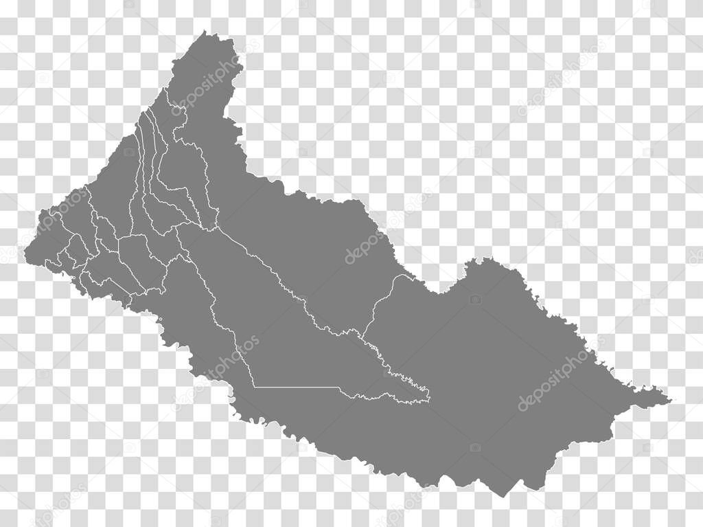 Blank map Caqueta of Colombia. High quality map Caqueta with municipalities on transparent background for your web site design, logo, app, UI. Colombia.  EPS10.