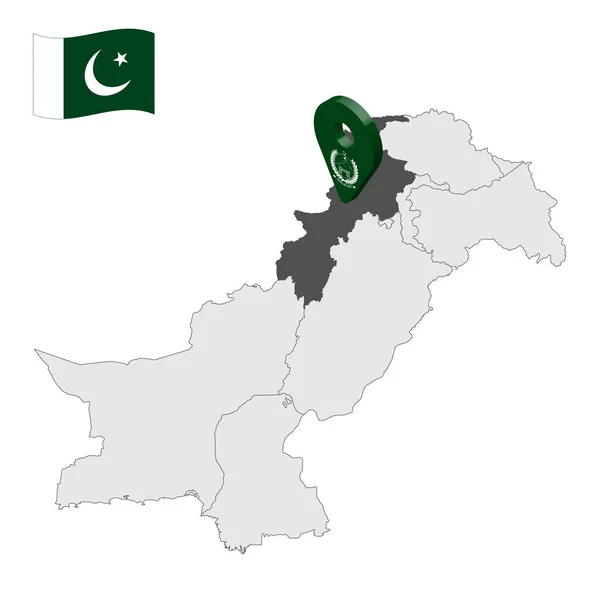 Ubicazione Khyber Pakhtunkhwa Sulla Mappa Pakistan Indicativo Posizione Simile Alla — Vettoriale Stock