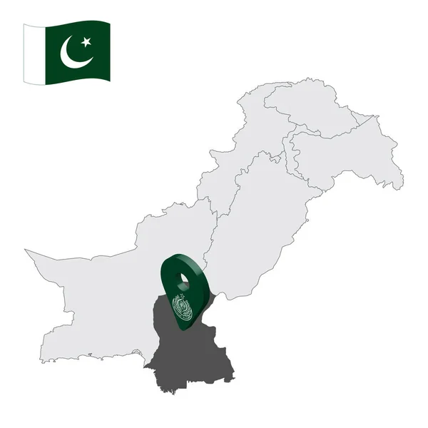 Ubicazione Sindh Sulla Mappa Pakistan Indicativo Posizione Simile Alla Bandiera — Vettoriale Stock