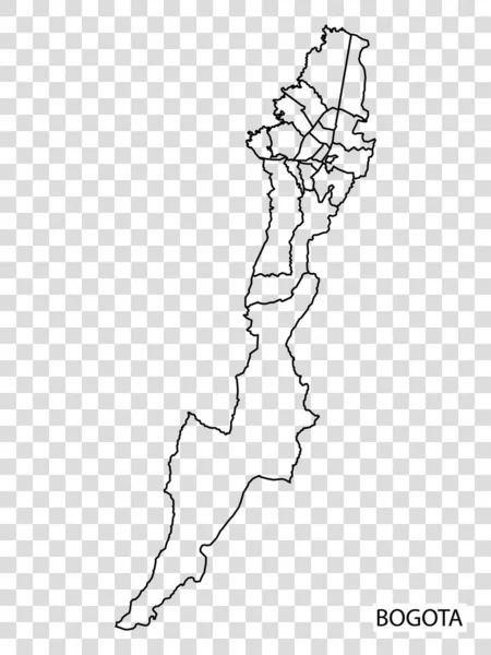 Високоякісна Карта Боготи Місто Колумбія Кордонами Регіонів Карта Боготи Вашого — стоковий вектор
