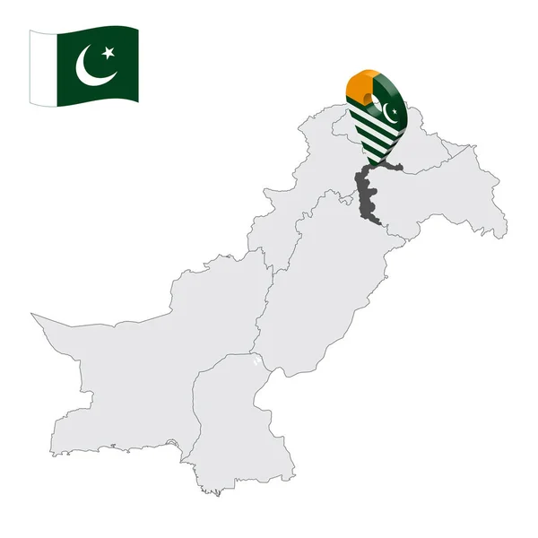 Lage Azad Kaschmir Auf Der Karte Pakistan Ortsschild Ähnlich Der — Stockvektor
