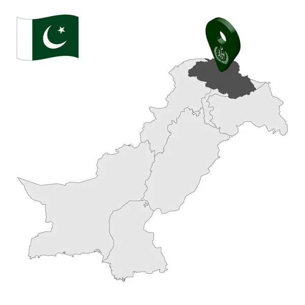 Ubicazione Gilgit Baltistan Sulla Mappa Pakistan Indicativo Posizione Simile Alla — Vettoriale Stock