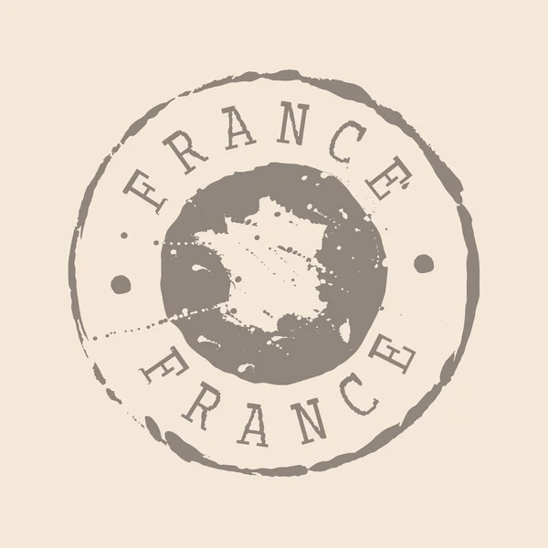 Почтовая Марка Франции Карта Silhouette Rubber Seal Дизайн Retro Travel — стоковый вектор