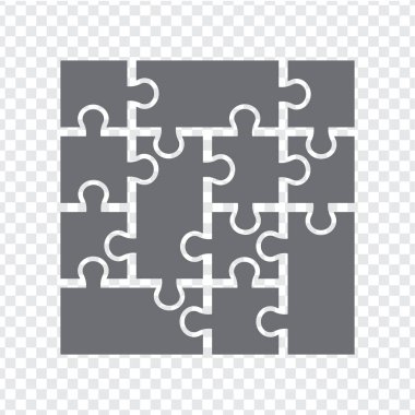 Grili basit ikon bulmacaları. Web sitesi tasarımı, uygulama, UI için saydam arkaplan üzerindeki 12 elementin basit simge çokgen bulmacası. EPS10.