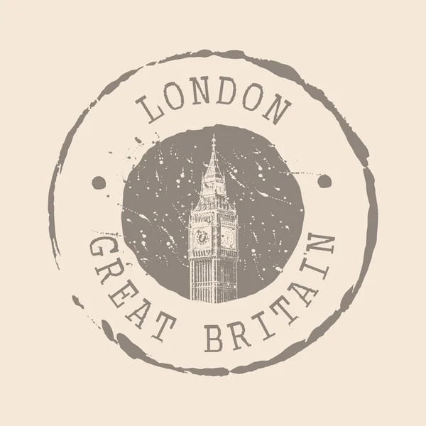 Timbre Grande Bretagne Postal Joint Caoutchouc Silhouette Big Ben Design — Image vectorielle