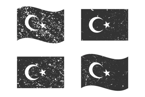 Turkey Grunge Flag Set Темно Сірий Ізольований Білому Тлі Або — стоковий вектор