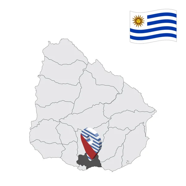 Ubicazione Dipartimento Canelones Sulla Mappa Uruguay Indicativo Posizione Simile Alla — Vettoriale Stock