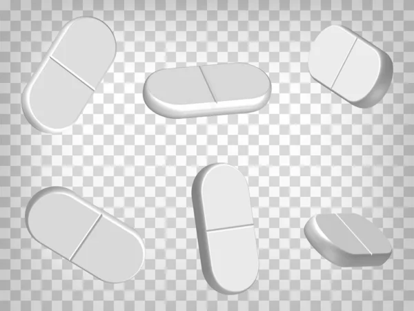 Ensemble Projections Perspective Icônes Modèle Pilule Sur Fond Transparent Pilules — Image vectorielle