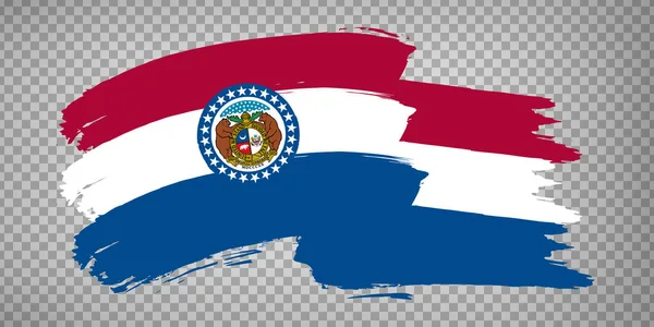 Flagga Missouri Usa Pensel Stroke Bakgrund Flagga Viftar Missouri Transparent — Stock vektor
