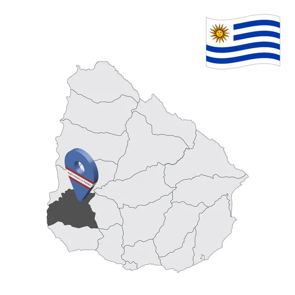 Plats Soriano Department Kartan Uruguay Lokaliseringsskylt Som Liknar Flaggan För — Stock vektor