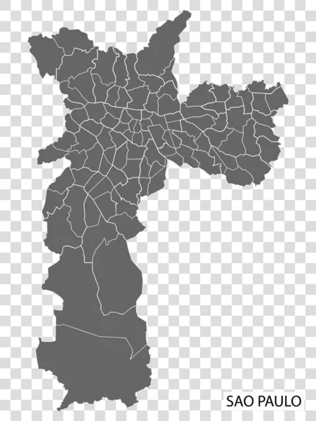 Vysoce Kvalitní Mapa Sao Paula Město Brazílie Hranicemi Okresů Mapu — Stockový vektor