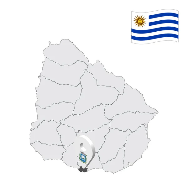 Location Montevideo Department Map Uruguay Location Sign Similar Flag Montevideo — Stock Vector