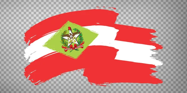 圣卡塔丽娜的旗帜来自于笔刷 巴西联邦共和国 在透明的背景下 为你的网站设计 为巴西的圣卡塔琳娜摇旗呐喊 Eps10 — 图库矢量图片