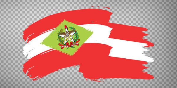 Flag of Santa Catarina from brush strokes. Federal Republic of Brazil. Waving Flag Santa Catarina of Brazil on transparent background for your web site design, app, UI.  EPS10.