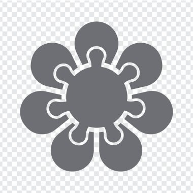 Gri renkli basit bir ikon dairesi bulmacası. Yedi elementin basit ikon bulmacası ve şeffaf arkaplan merkezi. Düz dizayn. Vektör illüstrasyonu EPS10.