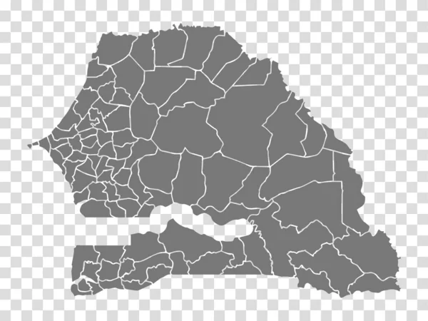 Leere Landkarte Von Senegal Arrondissements Von Senegal Karte Hoch Detaillierte — Stockvektor