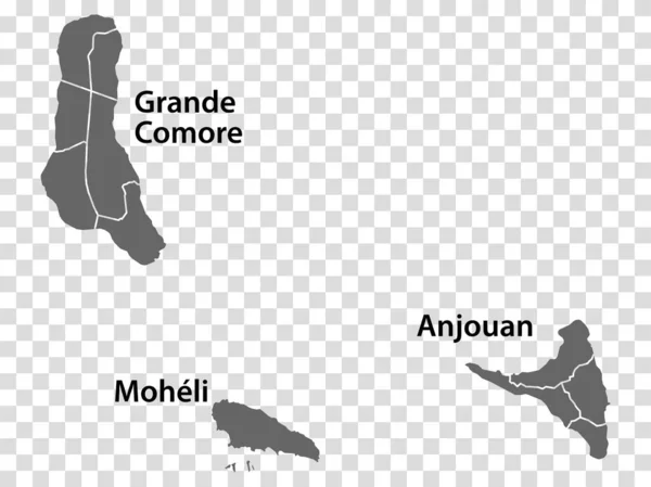 Mapa Branco Comores Cinza Cada Mapa Ilha Com Títulos Mapa —  Vetores de Stock