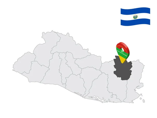 萨尔瓦多地图上莫拉桑省的位置 3D位置标志类似于莫拉桑旗 为您的设计与萨尔瓦多各省的质量地图 Eps10 — 图库矢量图片