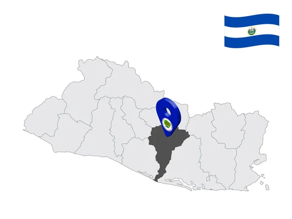 Ubicación San Vicente Departamento Mapa Salvador Signo Ubicación Similar Bandera — Vector de stock