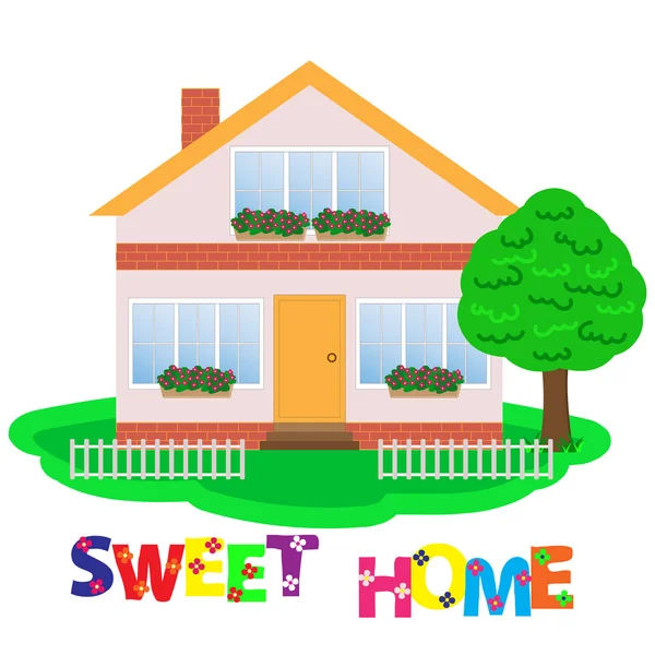 Nice home with flowers — Stock Vector