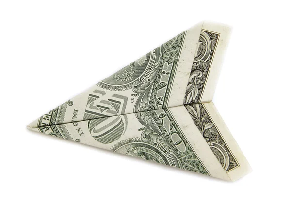 Papierowy samolot z dolara — Zdjęcie stockowe