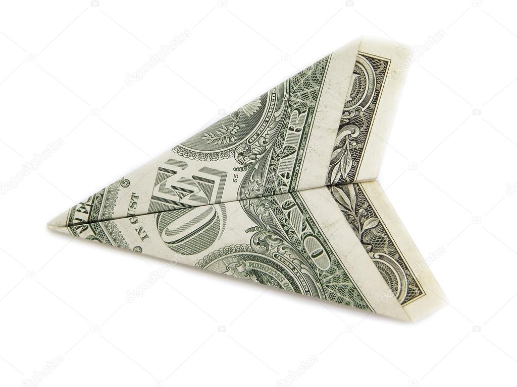 Paper plane out of dollar bill