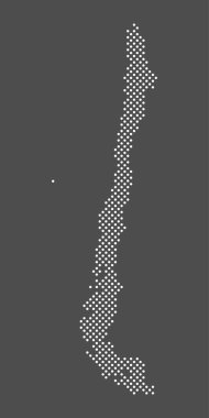 Gri arkaplandaki Şili haritası. Noktalı Şili Cumhuriyeti haritası. Vektör 10.