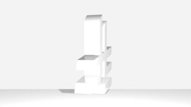 Perspektif tahminleri beyaz arka planda 3d Suudi riyal imza karakter simgeleri. Yüksek detaylı Suudi riyal karakteri. Canlandırılmış Video 