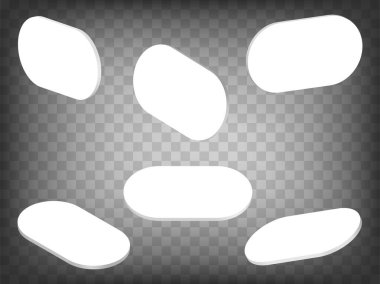 Şeffaf arkaplanda boş kart koleksiyonu 3d sembolleri. Farklı görüş ve açılara sahip 3D simge gösterimi imzala. Tasarımınız için grafiksel öğeler. EPS 10