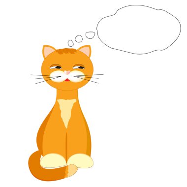 Beyaz arkaplanda kırmızı kedi