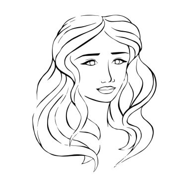 bir kızın doğrusal siyah görüntü