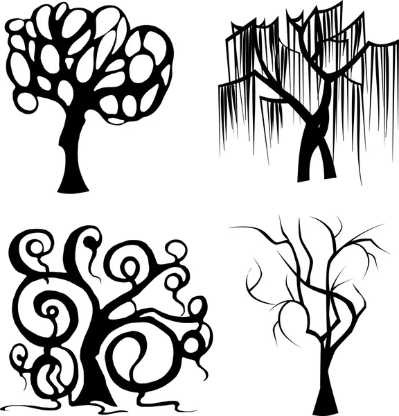 Conjunto de árbol negro estilizado — Vector de stock