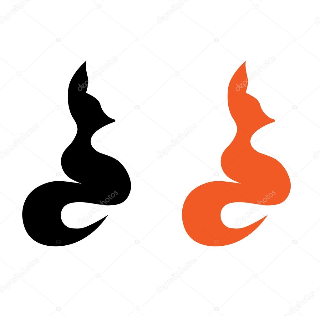 Silueta imagen de zorro negro y rojo — Vector de stock © AnnaDolin