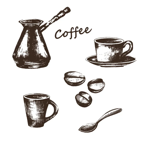 Schizzo illustrazione sul tema del caffè — Vettoriale Stock