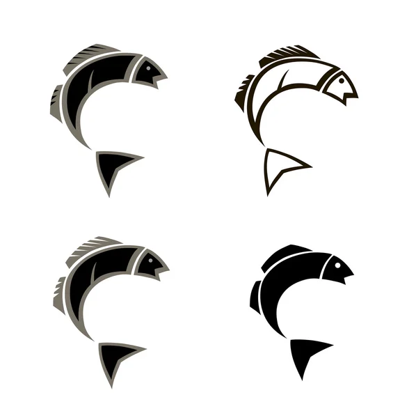 Een gestileerde afbeelding van een zwarte vis-logo in de vorm van vis — Stockvector
