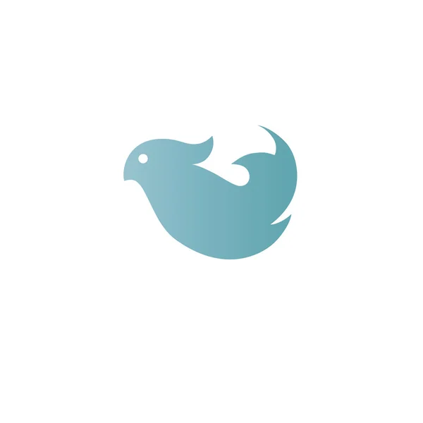 Silueta azul del pájaro, el logotipo en forma de estilizado — Vector de stock