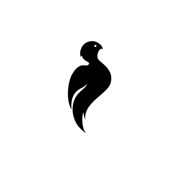 Silueta negra estilizada de un pájaro, un logotipo sencillo en forma de — Vector de stock