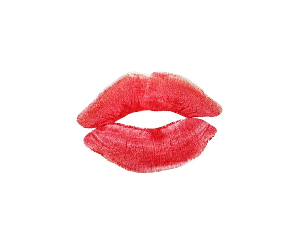 Imprint Lips Girl Paper Isolated White Background — Stock Photo, Image