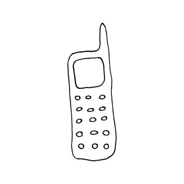 Kablosuz ev telefonu, mürekkep ve kalemle çizilmiş.