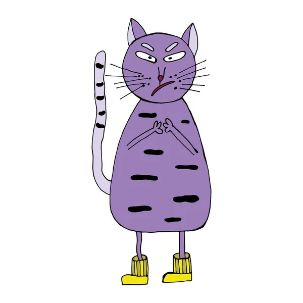 Gato enojado. Ilustración vectorial. Aislado. Dibujos animados. Páginas para colorear para adultos y niños. Estilo garabato dibujado a mano Gráficos Vectoriales