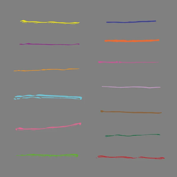 Плоский пензлик тонкі прямі лінії Висока деталізація абстрактний векторний фон набір 13. Векторні ілюстрації. Ізольовані на білому тлі. тонкі пензлі — стоковий вектор