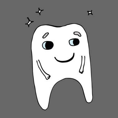 Funny tooth character. With caries and without caries, smiling and crying. Vector illustration. Isolated. Flat cartoon style.