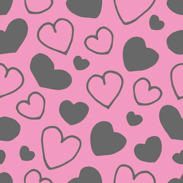 Vector seamless background with hand-drawn hearts. Seamless pattern with hearts. — Stock Vector