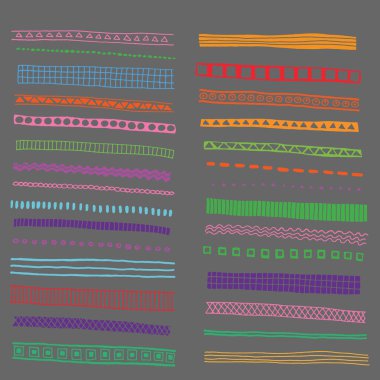28 desenli fırça seti. Vektör çizimi. Beyaz bir arkaplanda izole edilmiş.
