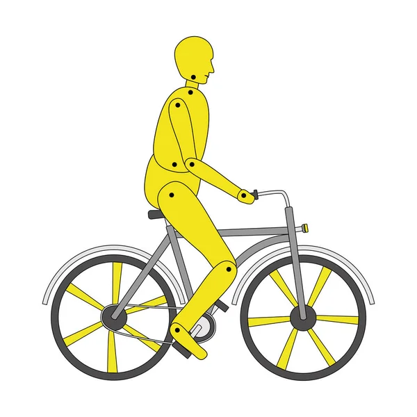 Mannequin riding a bicycle. Vector illustration. Isolated — Stock Vector