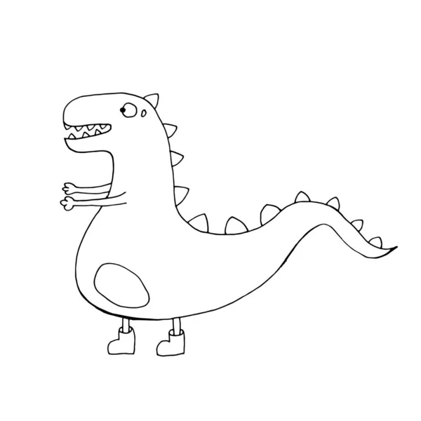 Dinossauro engraçado. Ilustração vetorial. Isolado. Desenhos para colorir para adultos e crianças. Desenhos animados. — Vetor de Stock