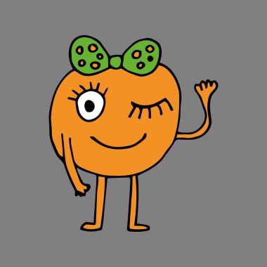 Farklı duyguları olan komik kız karakteri. Kızların elinde farklı kozmetik ürünler var. Kız göz kırpıyor, flört ediyor. Vektör.