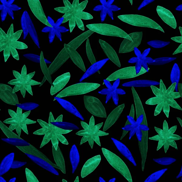 Nahtloses Muster mit Blumen. Raster-Illustration. Schöne Blumen. Modischer Stoff, Packpapier — Stockfoto
