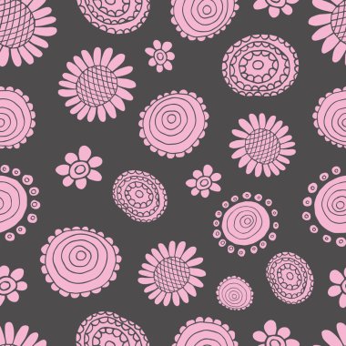 Çiçeklerle kusursuz desen. Vektör çizimi. Güzel çiçekler. Modaya uygun kumaş, ambalaj kağıdı