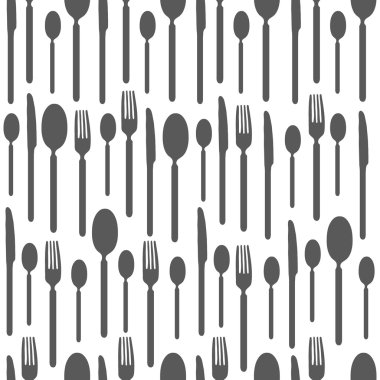 Siyah ve beyaz siluetleri, çatal bıçak takımı